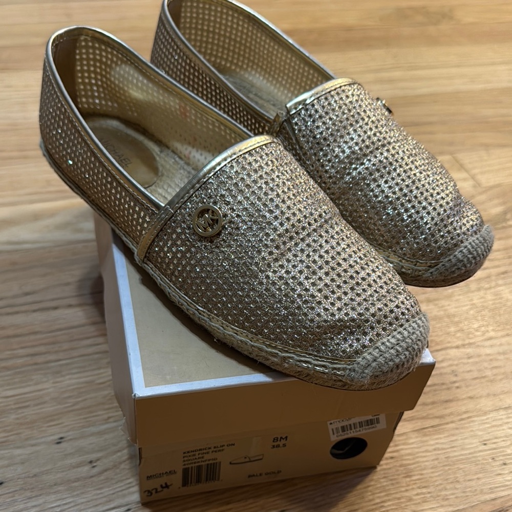 Michaels Gold Espadrilles with Shimmery Finish